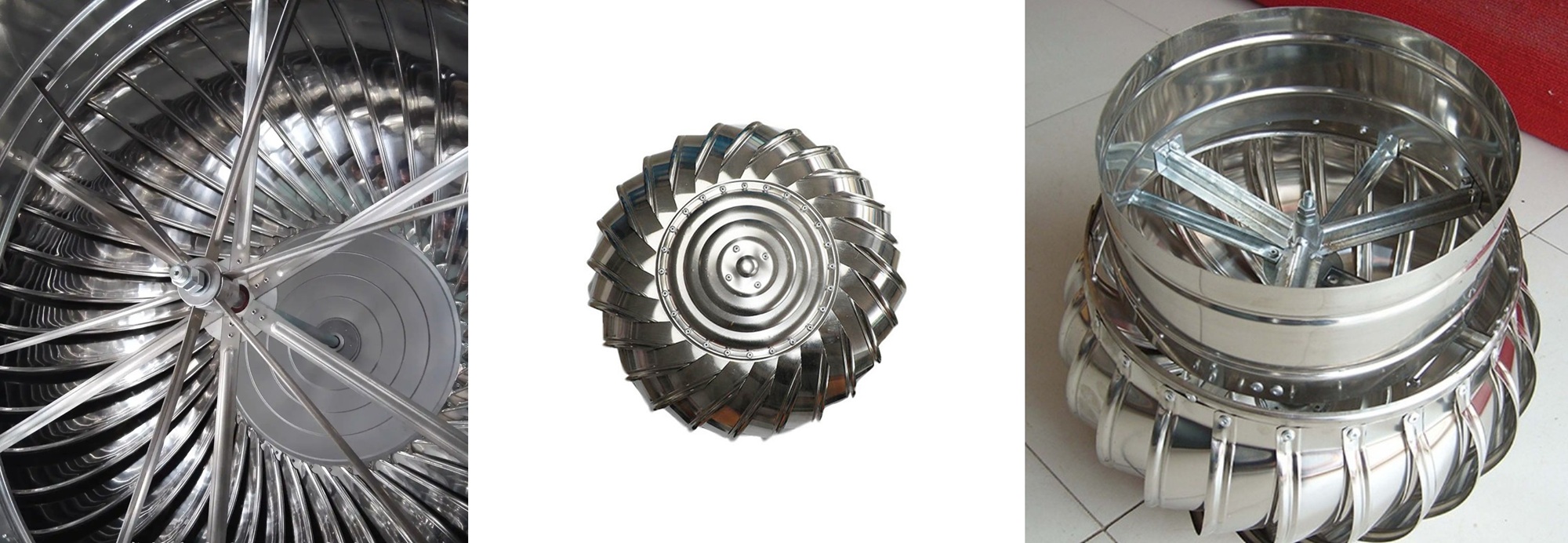 พัดลมดูดอากาศสแตนเลสแบบไม่มีกำลังไฟฟ้า