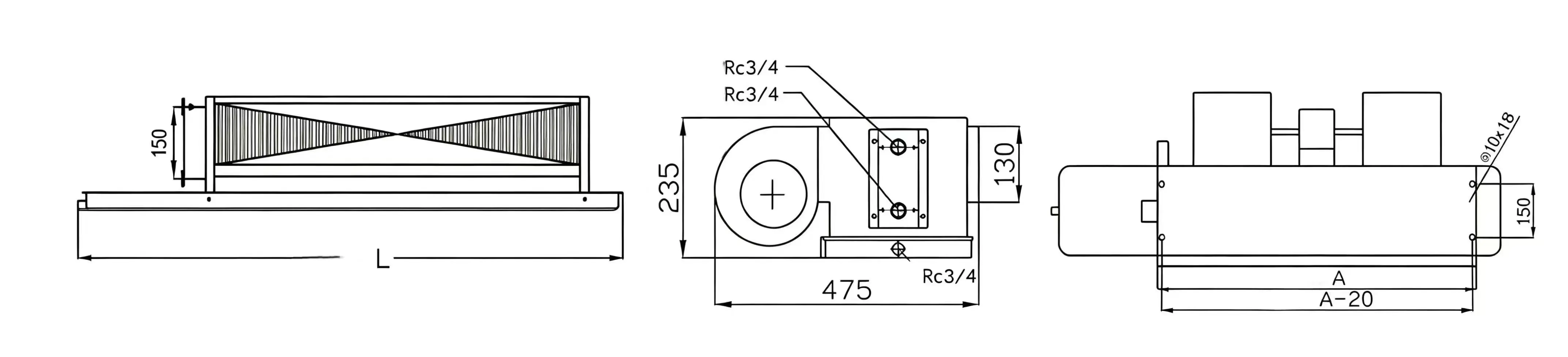 Dimensions of Horizontal Concealed Series